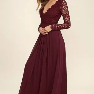 Robe Demoiselle d'Honneur Longue Bordeaux