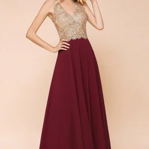 Robe Demoiselle d'Honneur Bordeaux et Blanche