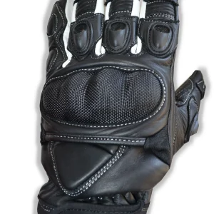Gants Moto en Cuir Noir et Blanc