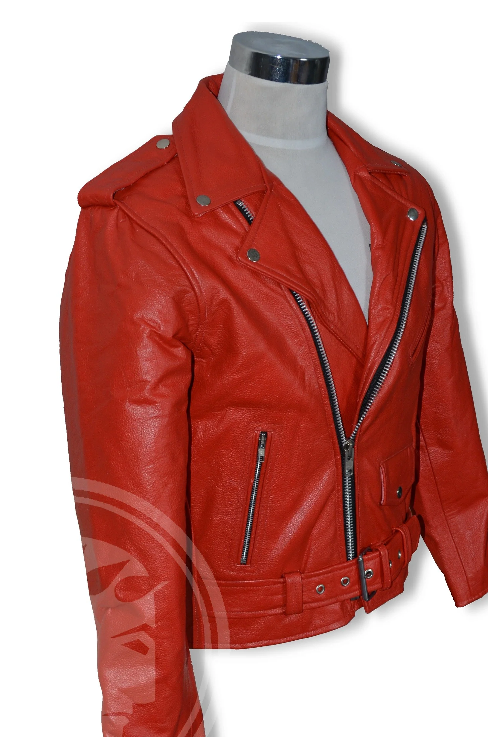 Blouson Moto Homme Style Perfecto ROUGE – Image 2