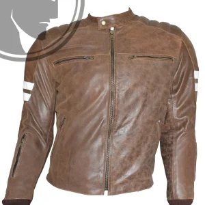 Blouson Moto Homme Marron VINTAGE en Cuir