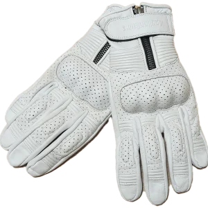 Gants Moto Eté 100% Cuir Blanc Vintage pour Femme