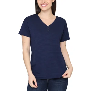 Talbots - Haut à encolure en V à 3 boutons pour femmes