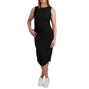 Tuff Veda - Robe midi côtelée à fronces pour femme