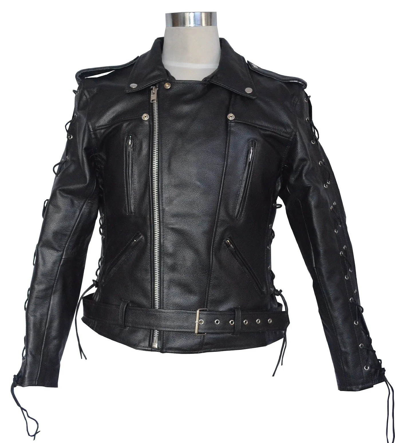 Blouson Moto Homme Style Perfecto Noir Avec Lacets – Image 4
