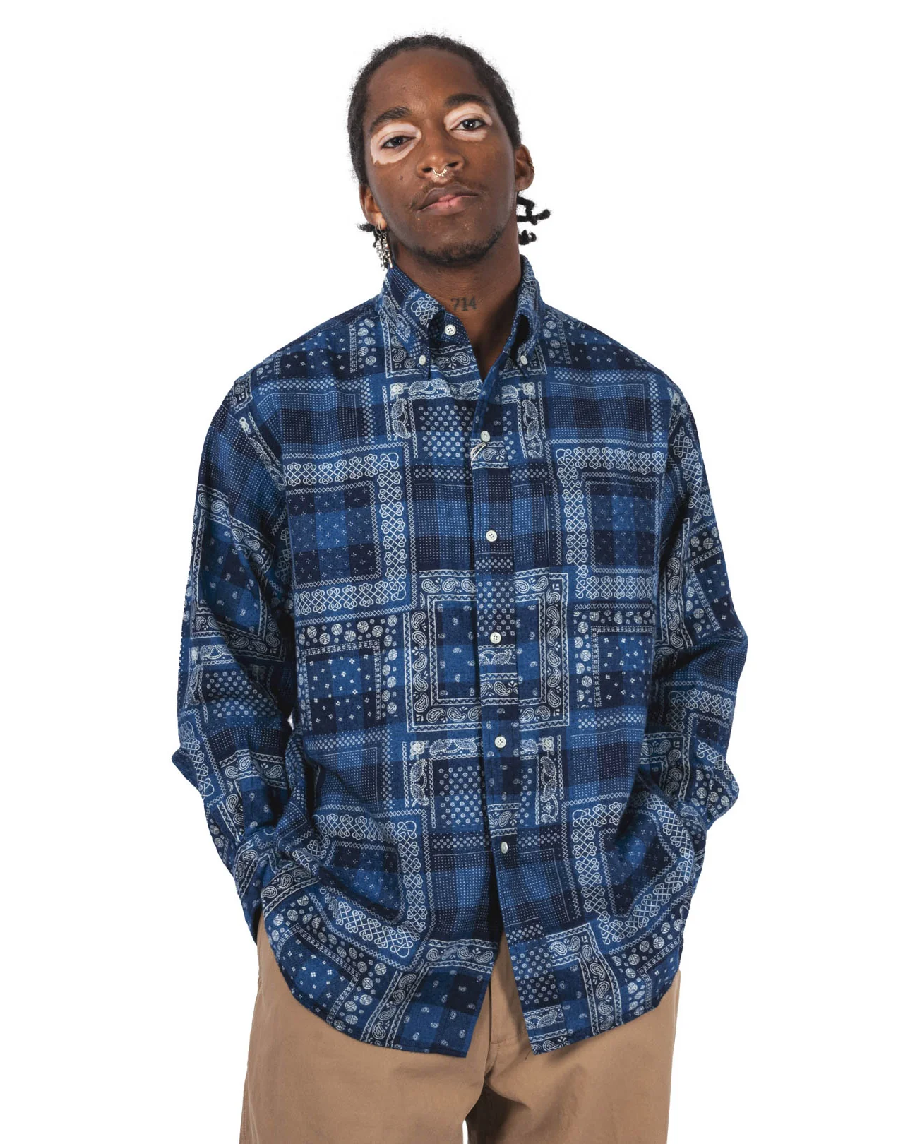 B.D. INDIGO PLAID SHIRT