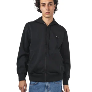 Zip Sweatshirt Hooded Black Emblem