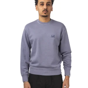 Cotton Diagonal Fleece Crew Neck Logo Sweatshirt