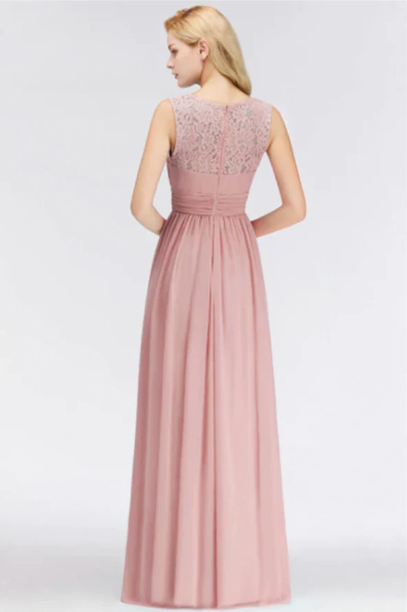 Robe Demoiselle d'Honneur Rose Poudré Dentelle – Image 5