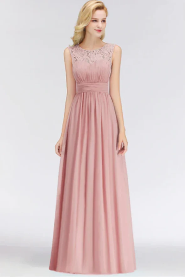 Robe Demoiselle d'Honneur Rose Poudré Dentelle – Image 4