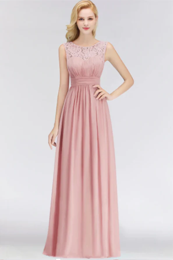 Robe Demoiselle d'Honneur Rose Poudré Dentelle – Image 3