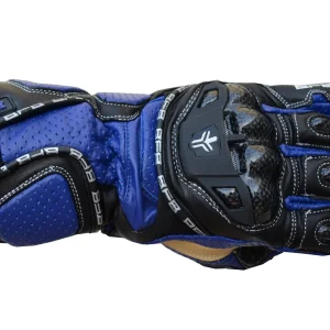 Gants Moto RACING en Cuir Noir et Bleu
