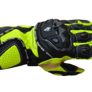 Gants Moto RACING en Cuir Noir et Jaune