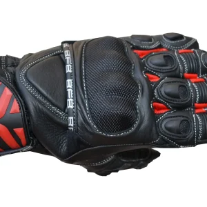 Gants Moto RACING courts en Cuir Rouge