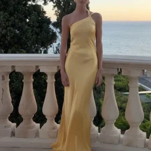 Robe dorée dos nu longue