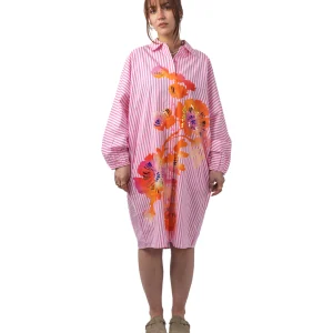 Hoses Foil Print Shirt Dress