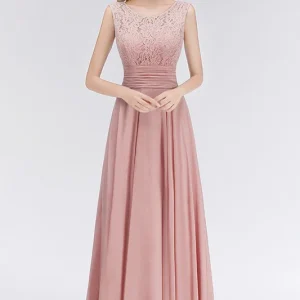 Robe Demoiselle d'Honneur Rose Poudré Dentelle