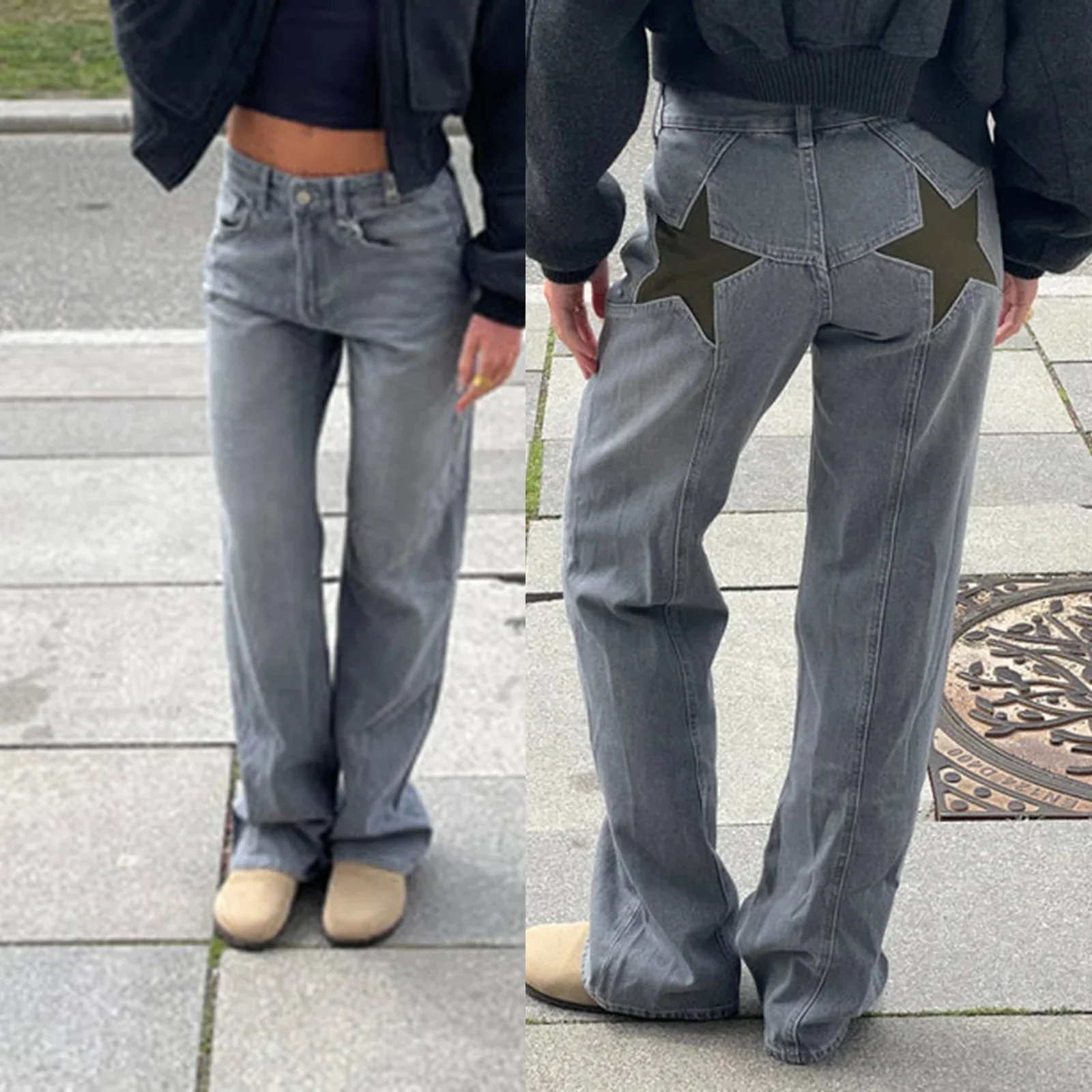 Jean Bootcut Femme - Pantalon en Denim Imprimé Léopard & Étoiles – Image 4