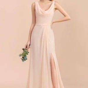Robe Longue Rose Poudré Demoiselle d'Honneur