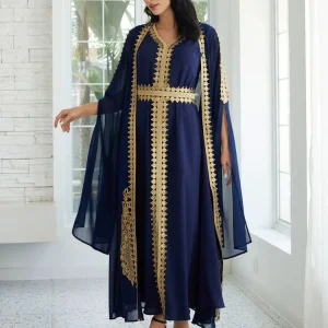 Robe bleu marine et dorée