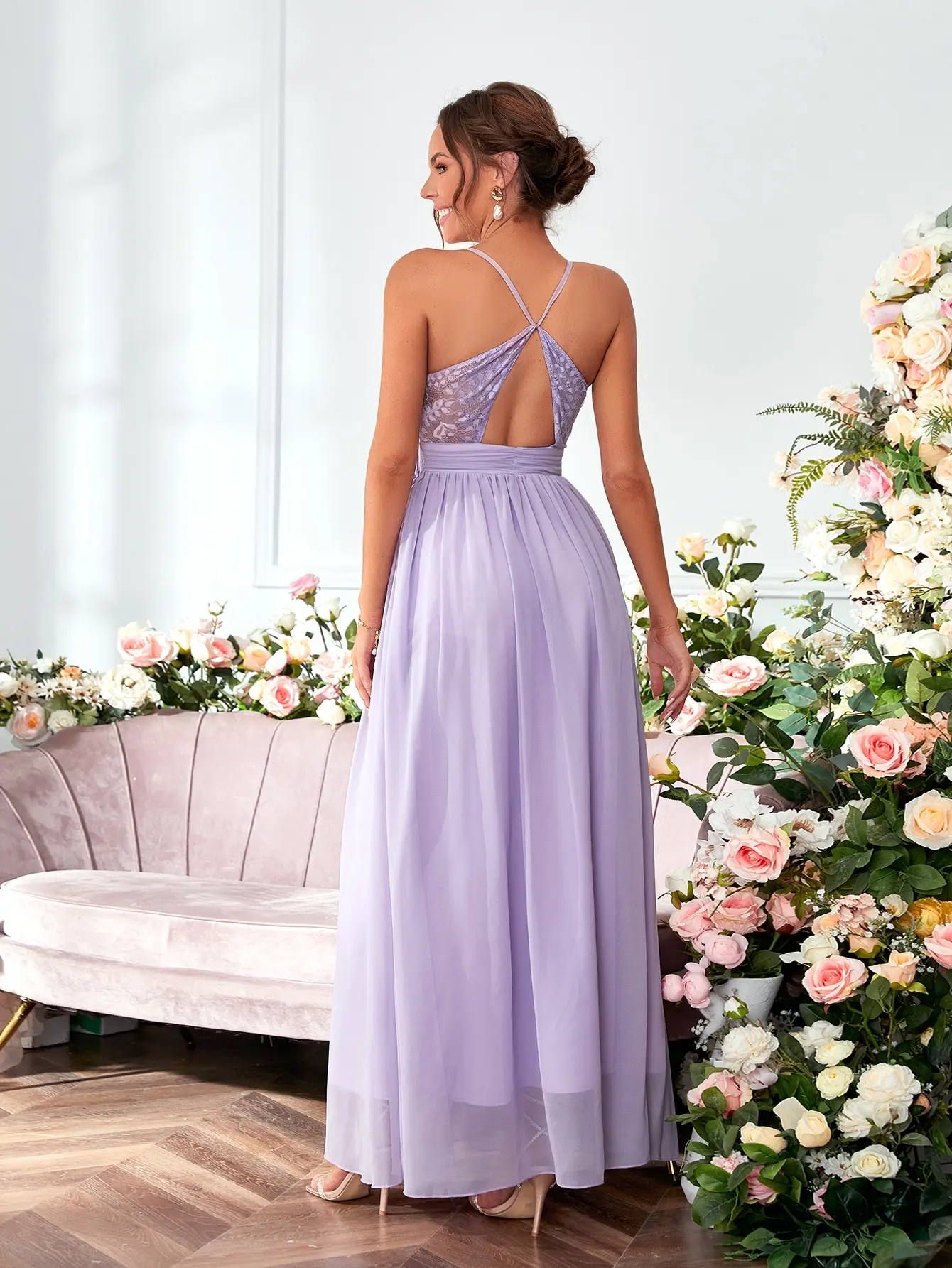 Robe violette mousseline de soie – Image 3
