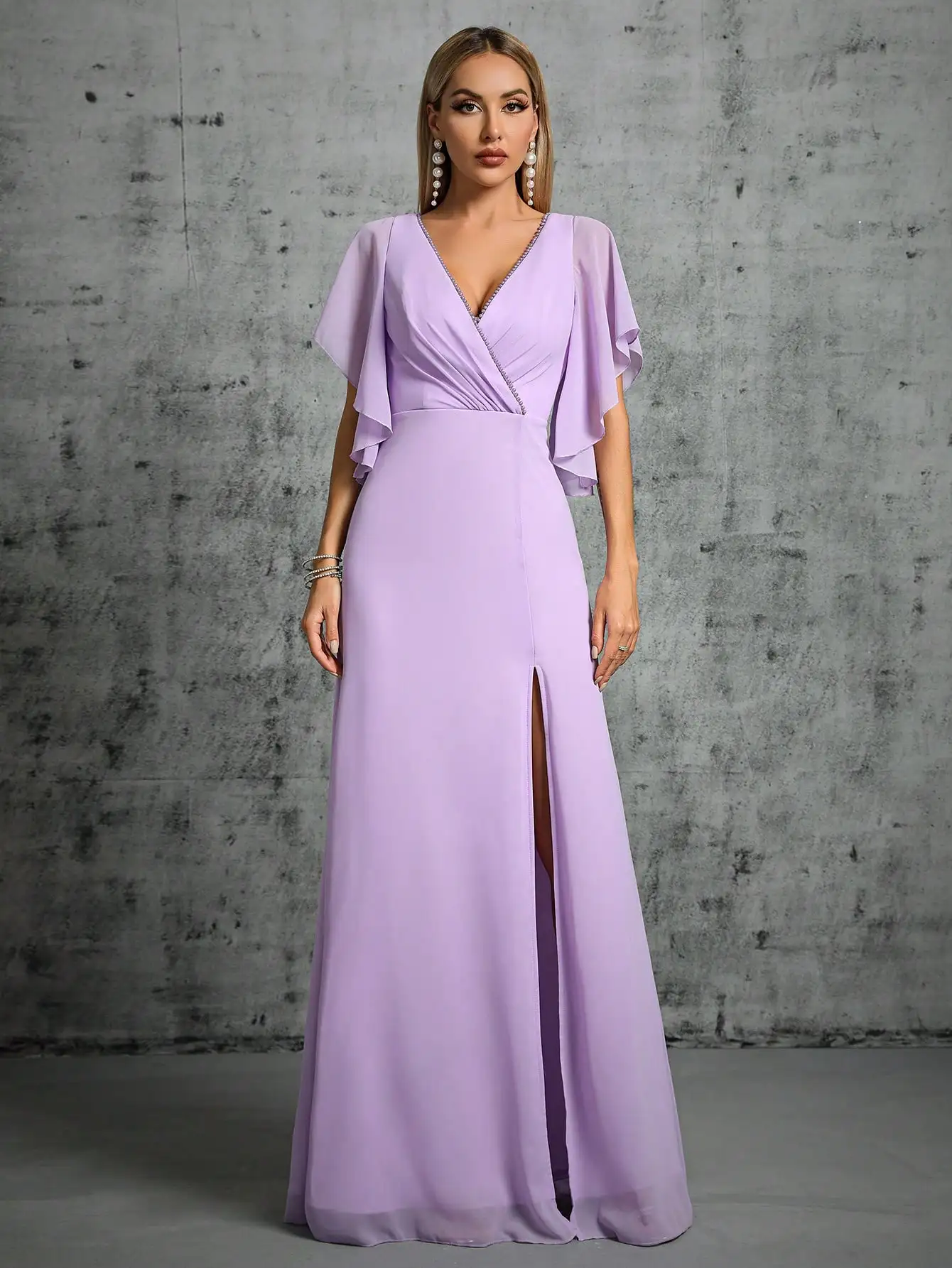 Robe demoiselle d’honneur longue violet clair
