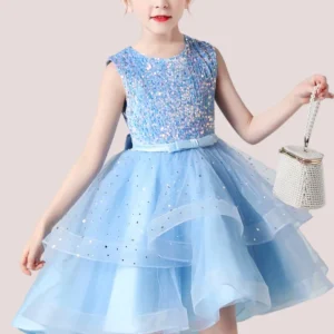 Robe Demoiselle d'Honneur Fille Bleu Ciel