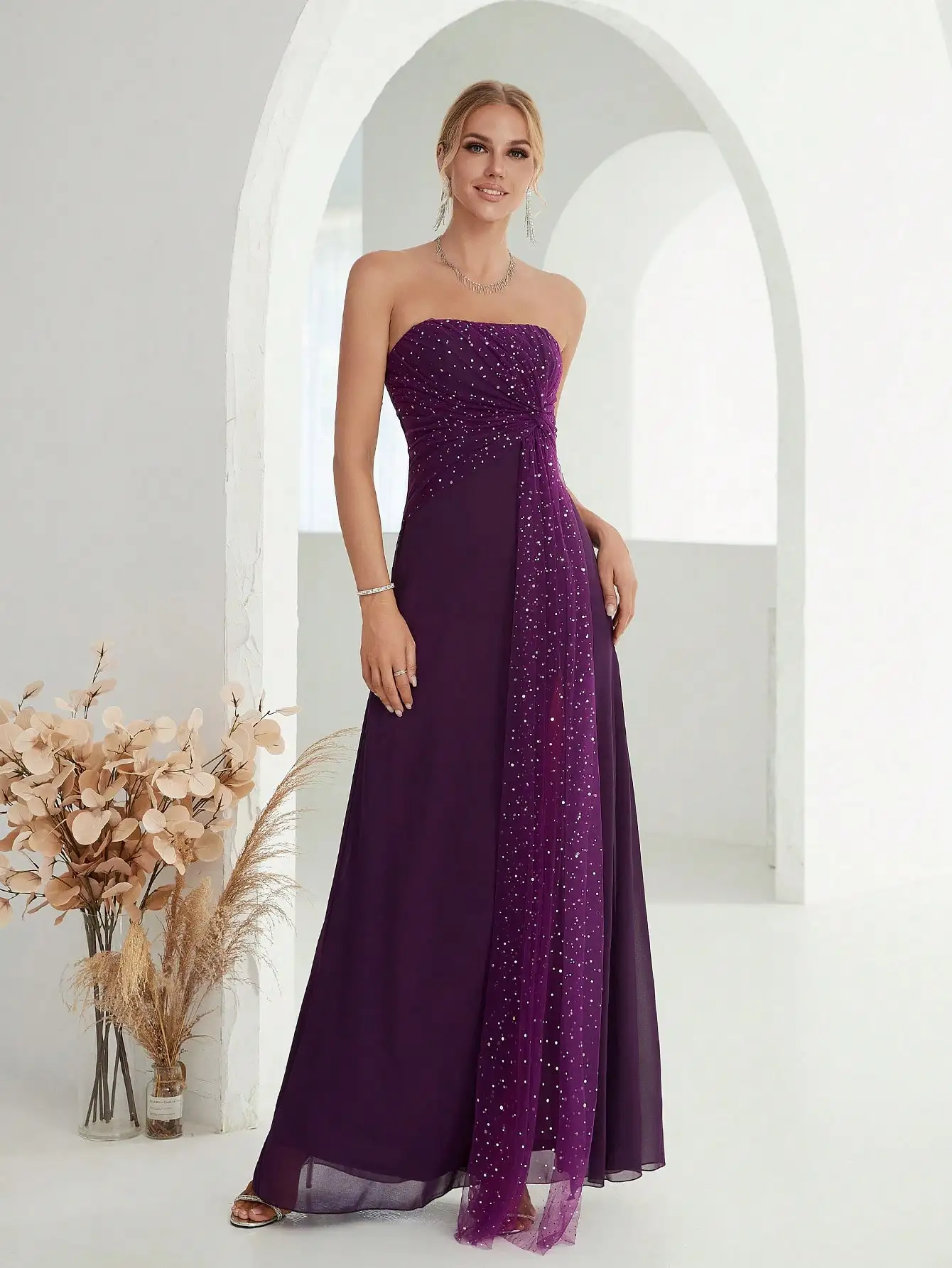 Robe de soirée violet foncé – Image 2