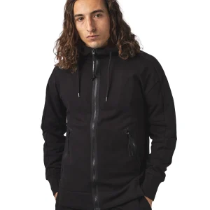 Diagonal Raised Fleece Hooded Full Zip Sweatshirt