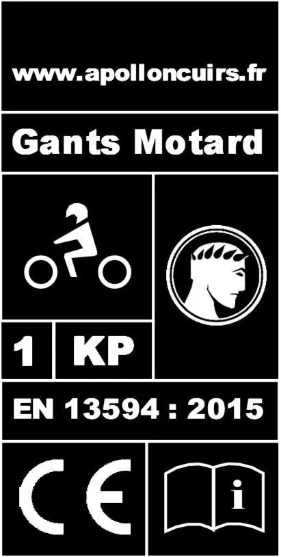 Gants Moto RACING courts en Cuir Noir et Blanc – Image 3