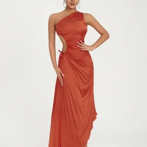 Robe asymetrique terracotta