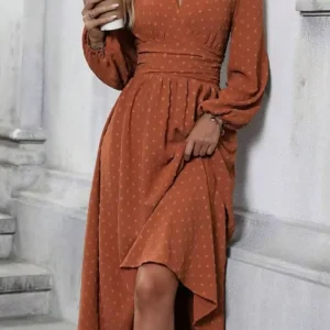 Robe cache coeur longue terracotta