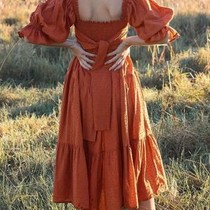 Robe champêtre terracotta