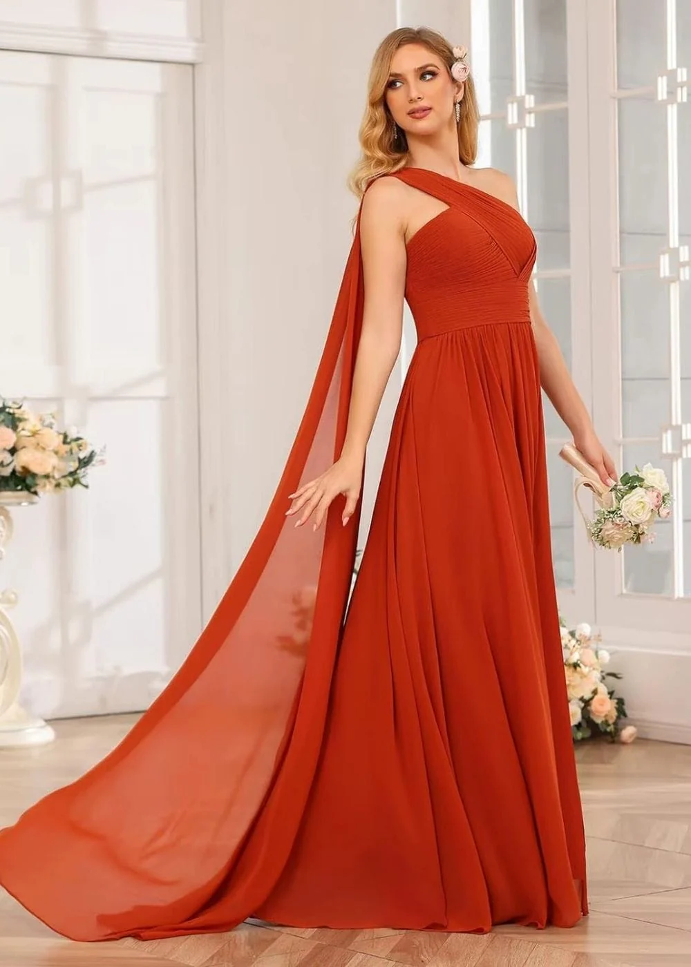 Robe demoiselle d'honneur couleur terracotta – Image 2