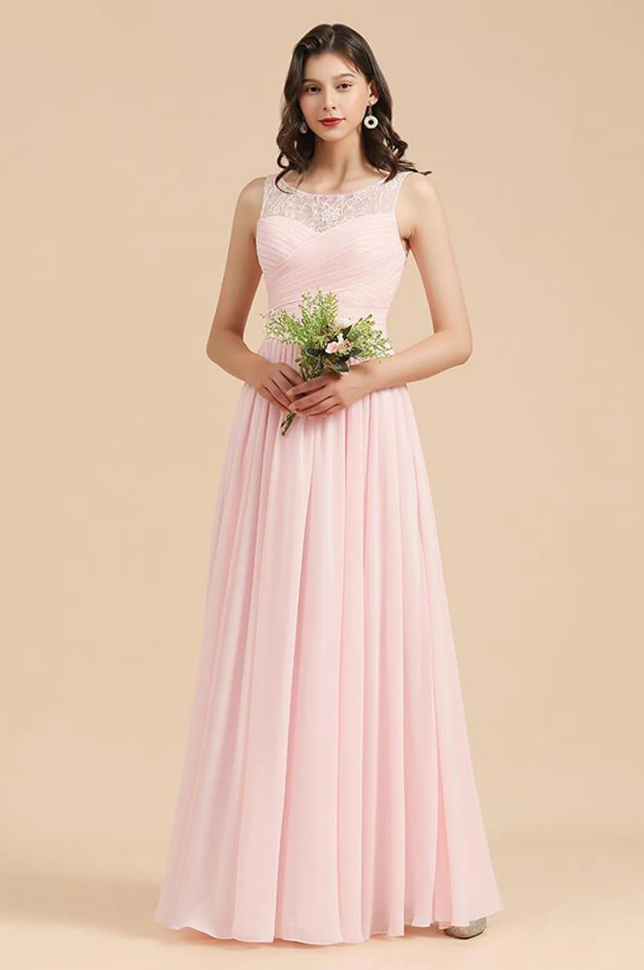 Robe Demoiselle d'Honneur Rose Perle