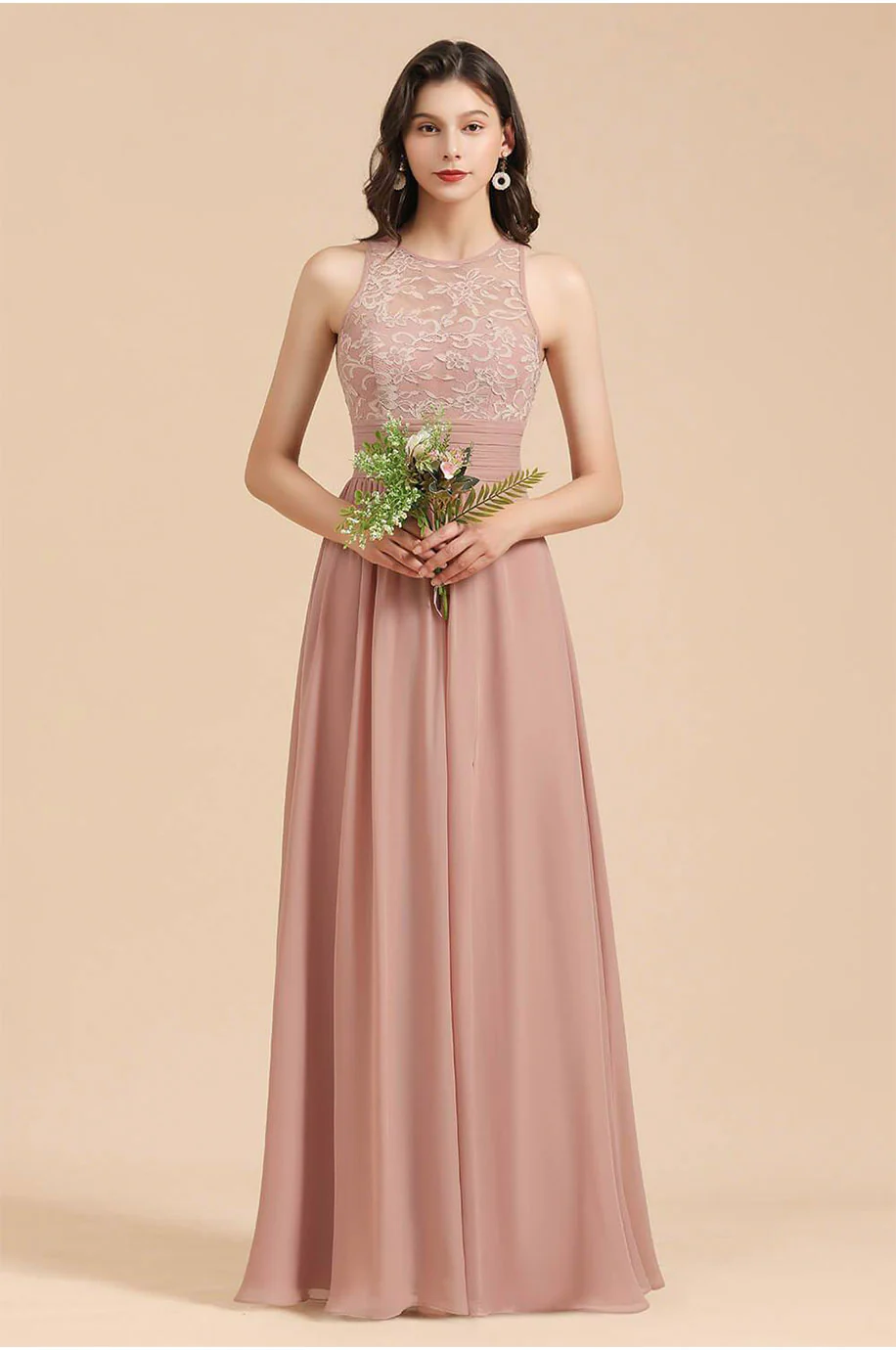 Robe Rose Poudré Pour Demoiselle d'Honneur – Image 3