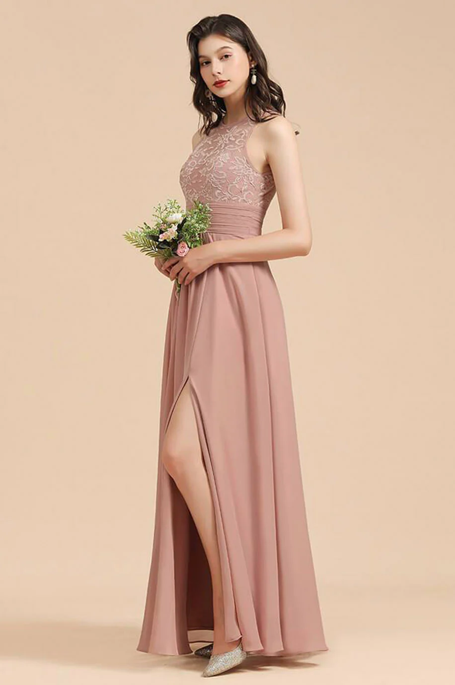 Robe Rose Poudré Pour Demoiselle d'Honneur – Image 4