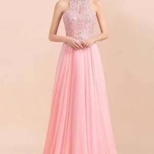 Robe Rose Longue Demoiselle d'Honneur