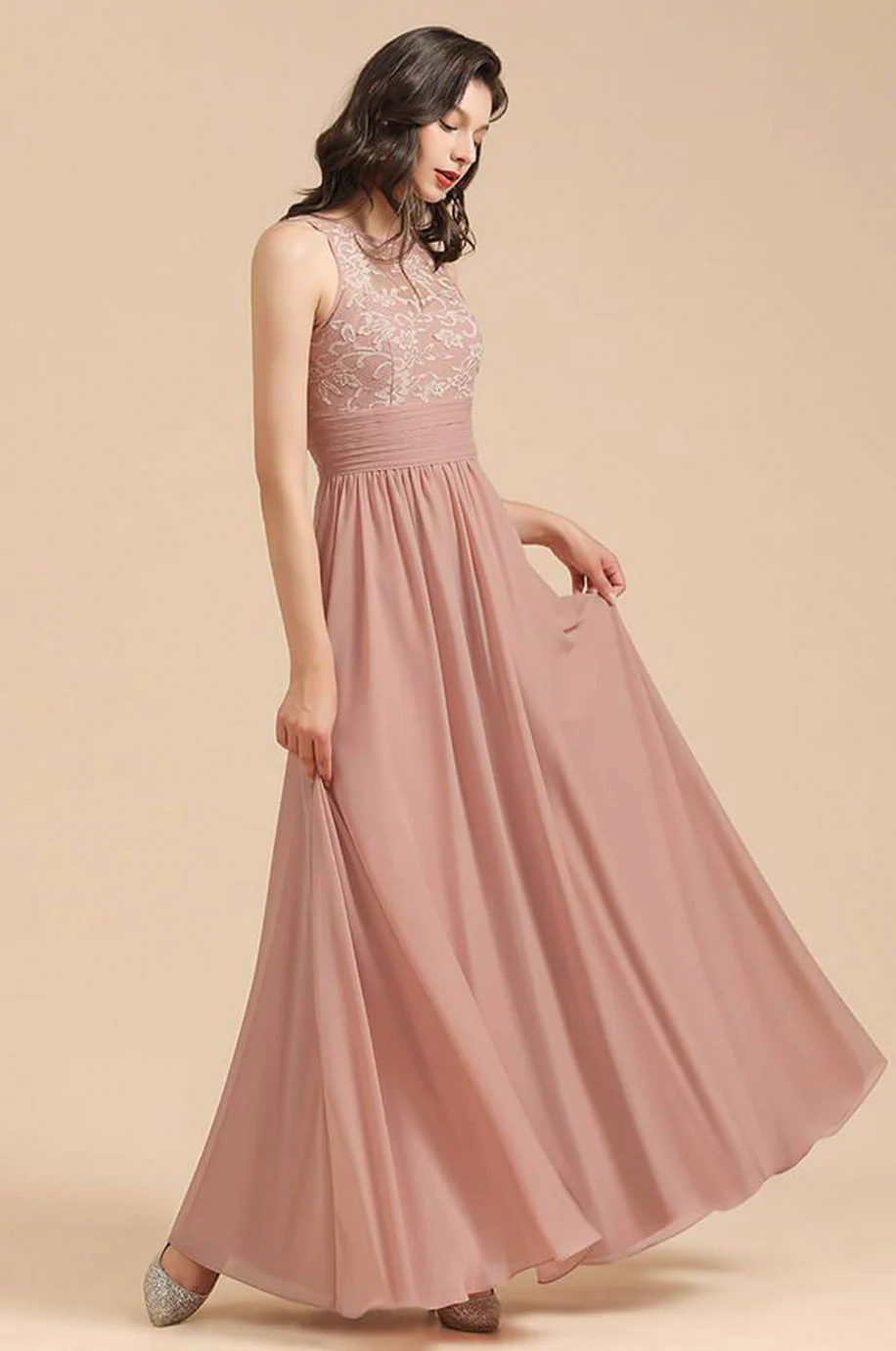 Robe Rose Poudré Pour Demoiselle d'Honneur