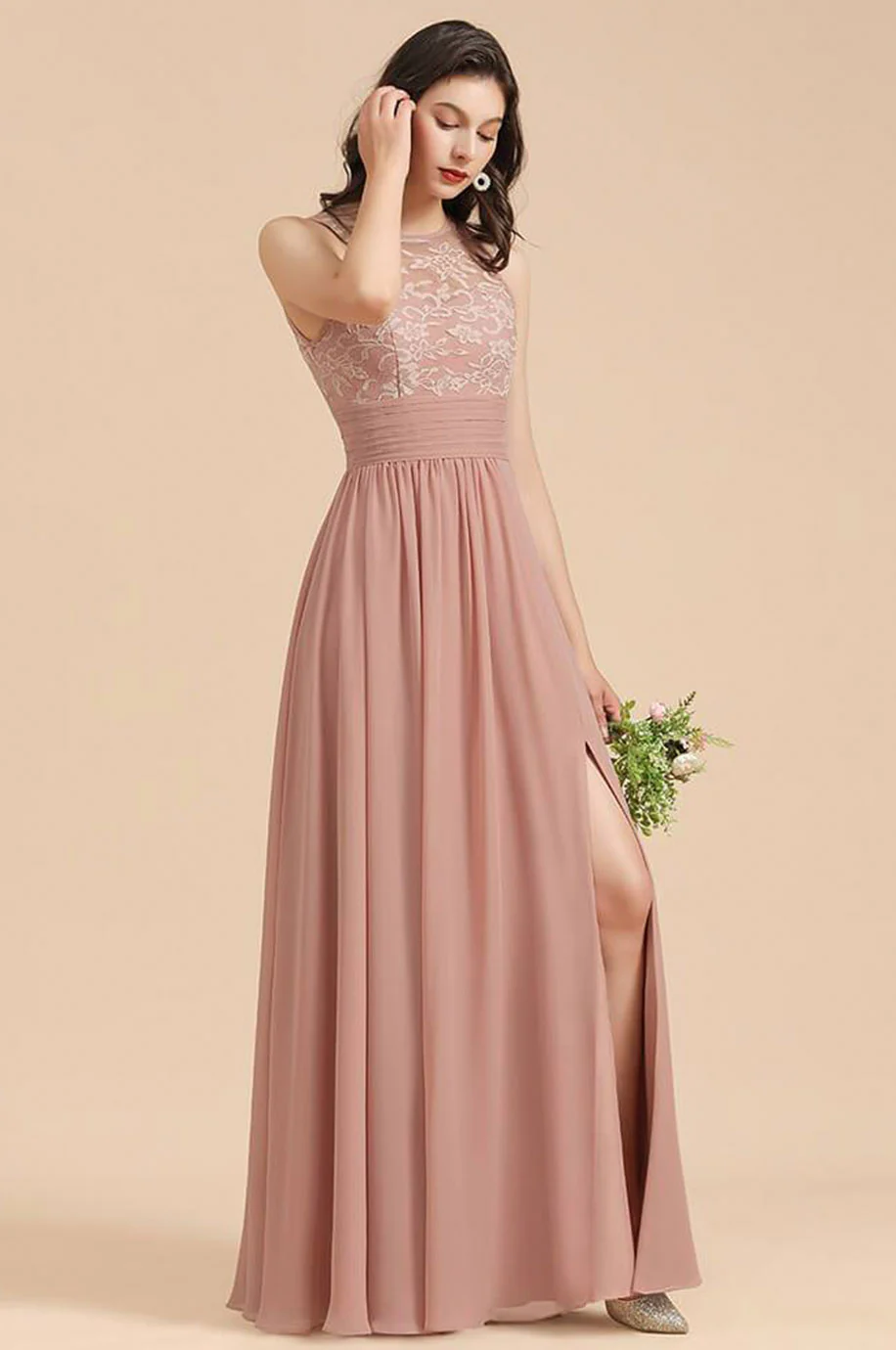 Robe Rose Poudré Pour Demoiselle d'Honneur – Image 7