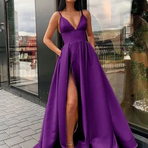 Robe satin violette