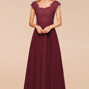 Robe Demoiselle d'Honneur Bordeaux Longue