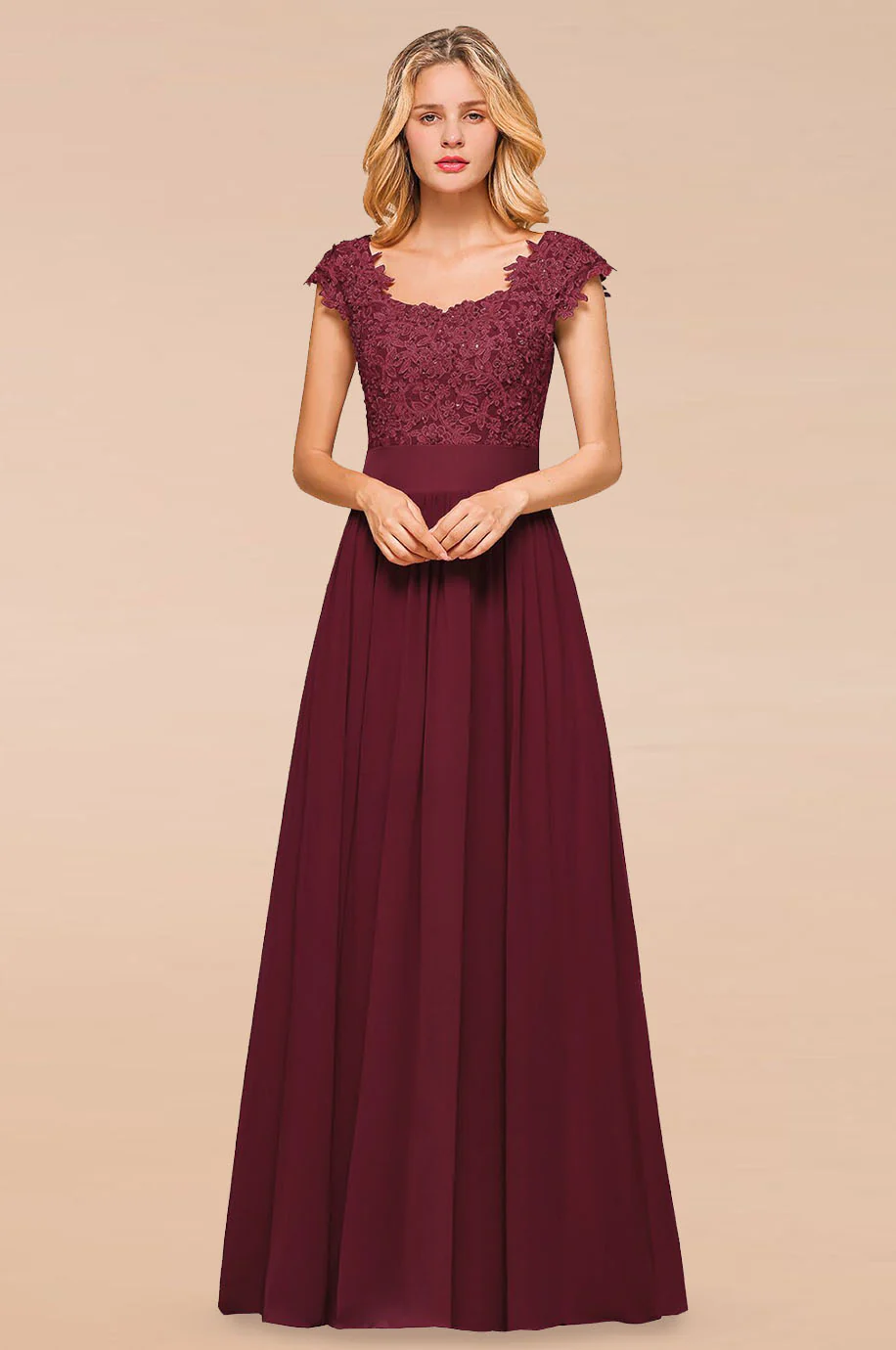 Robe Demoiselle d'Honneur Bordeaux Longue