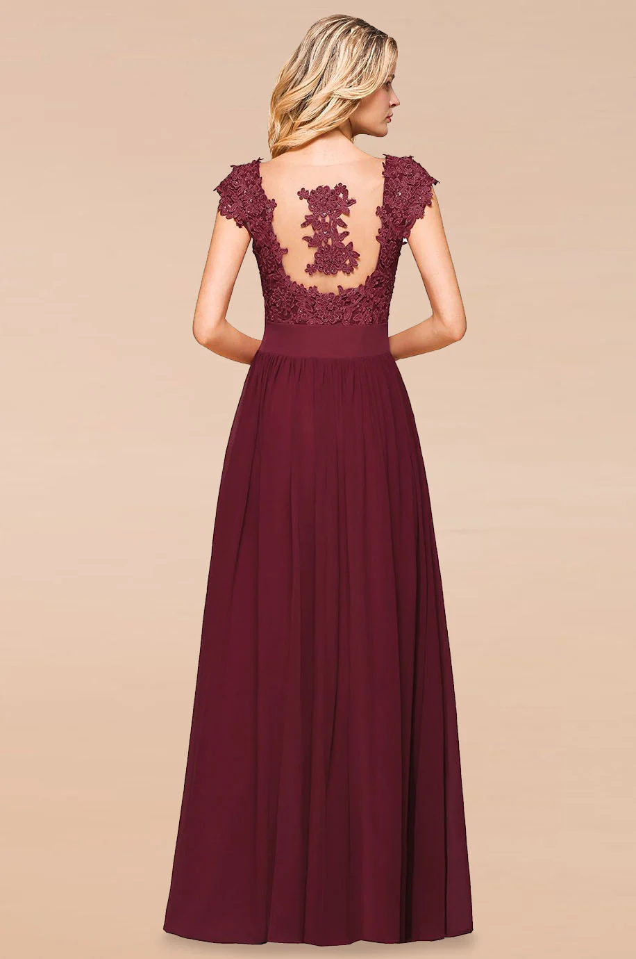 Robe Demoiselle d'Honneur Bordeaux Longue – Image 3