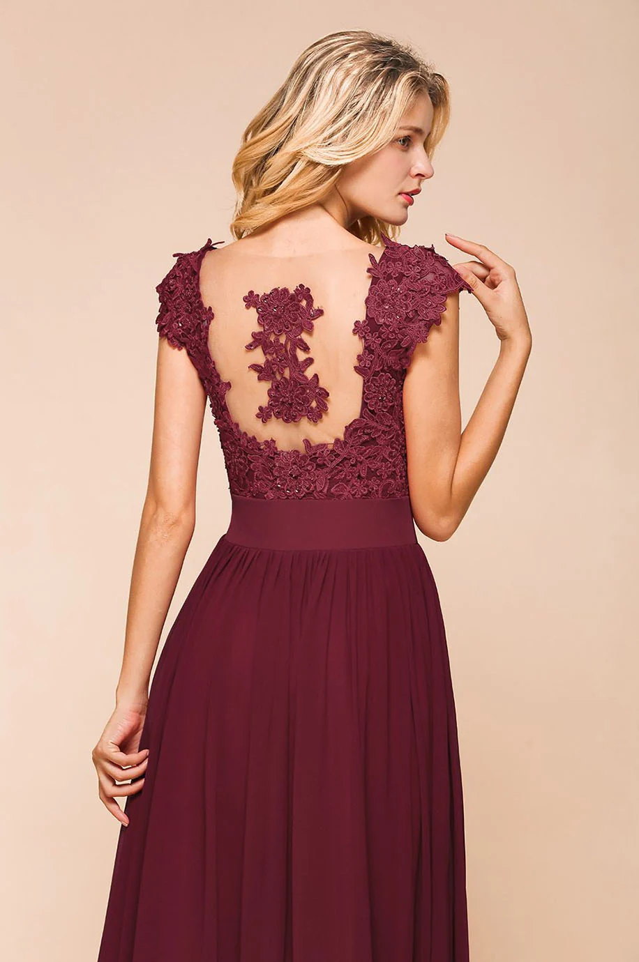 Robe Demoiselle d'Honneur Bordeaux Longue – Image 4