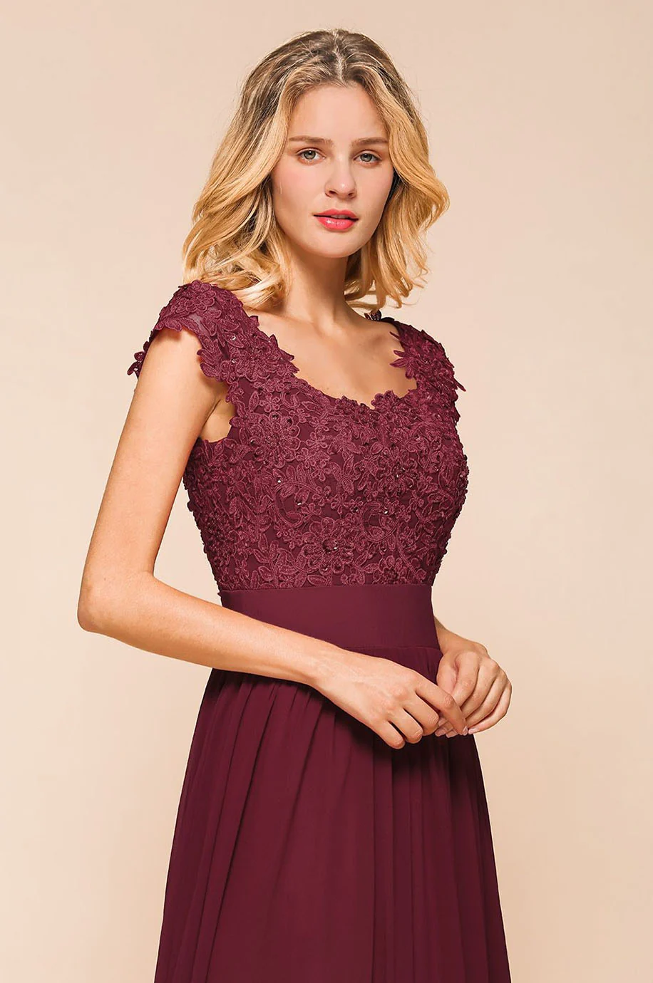 Robe Demoiselle d'Honneur Bordeaux Longue – Image 5