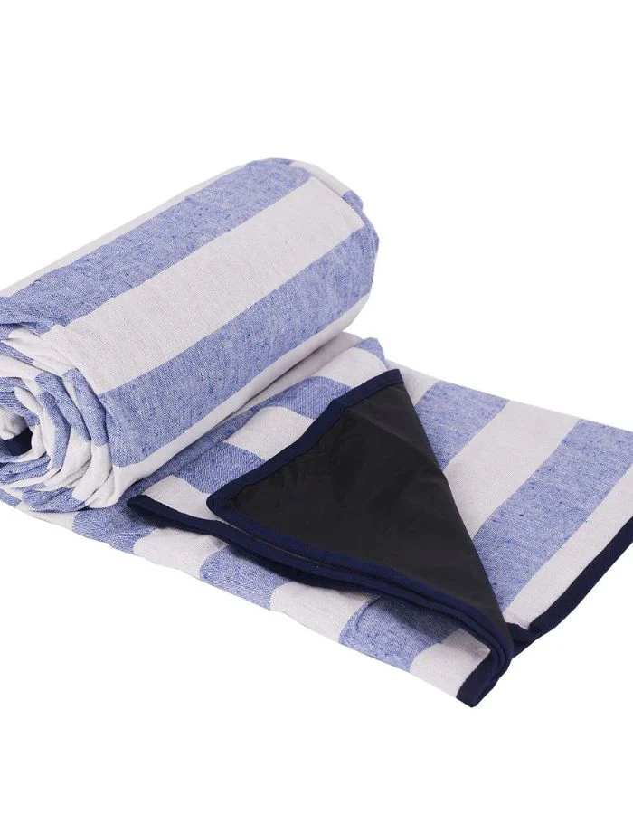 Nappe pique-nique Bleu Ciel et Blanc à revers imperméable – Image 4